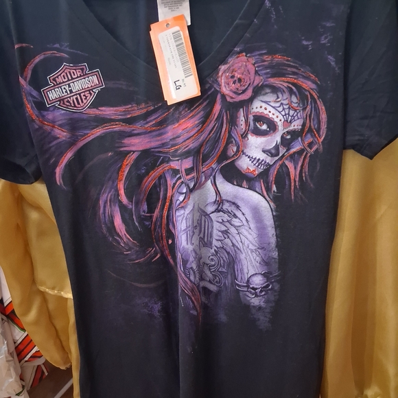 Harley-Davidson Tops - Harley-Davidson Women's Black and Purple Graphic Tee